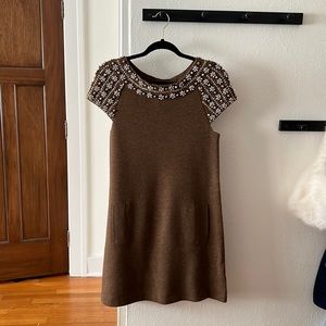 Tracy Reese Jeweled Embroidered Wool Dress